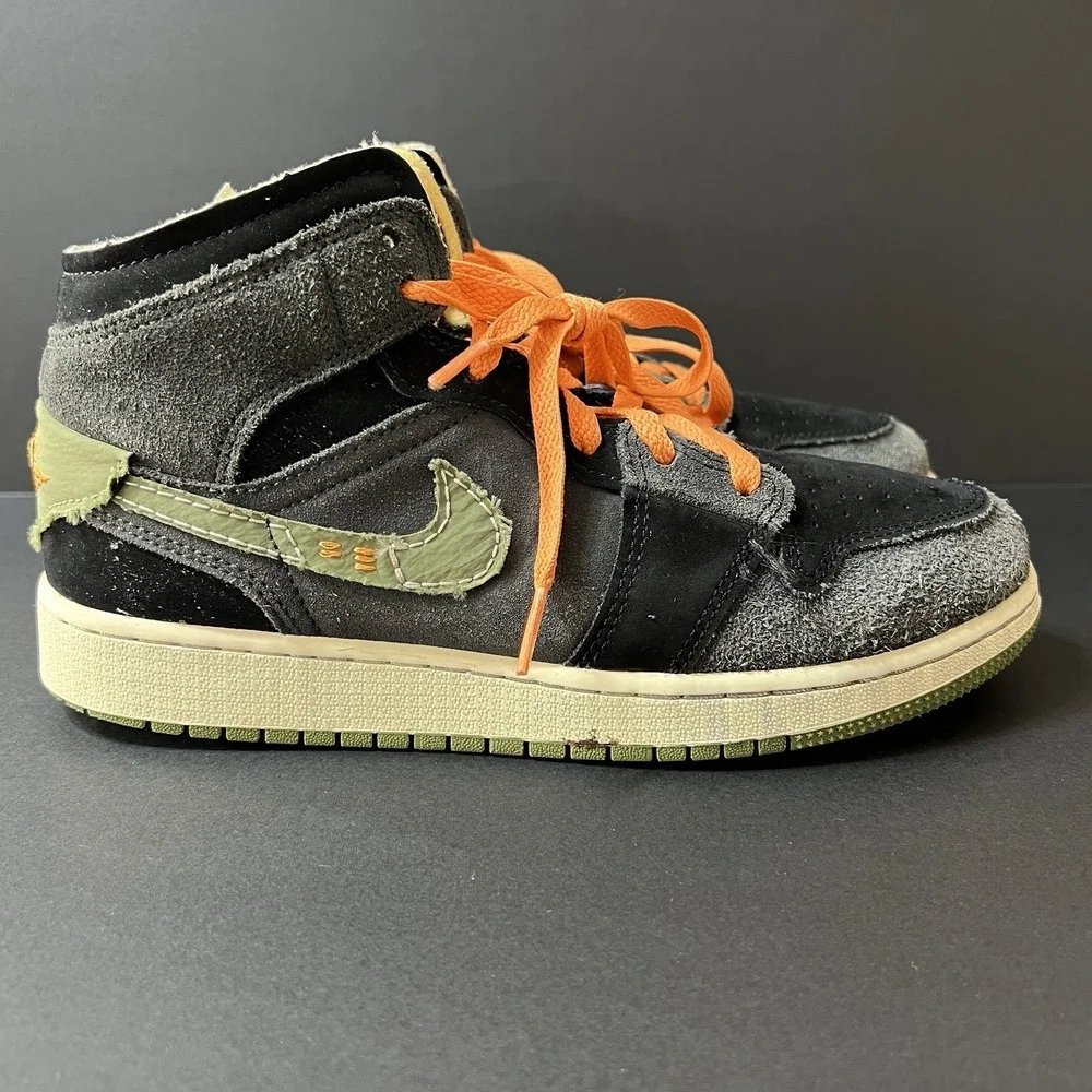 New Nike Air Jordan 1 MID SE Craft  Anthracite Olive FD5847-003 Youth Size 5.5Y